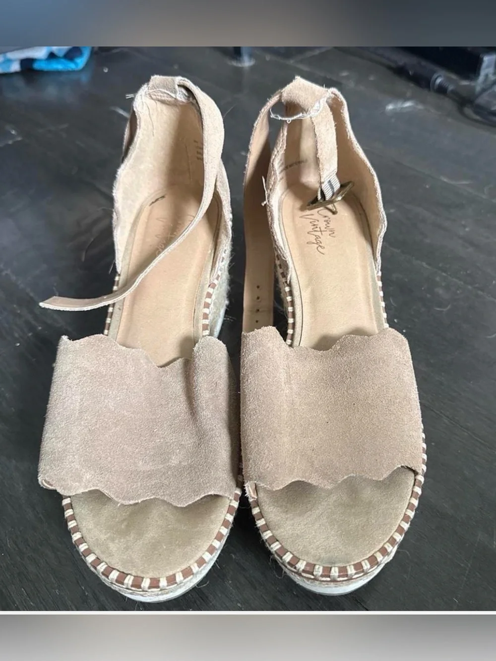 Wedge Espadrille Sandals in Taupe Suede